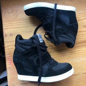 Ash Bowie Suede Wedge Sneakers - black